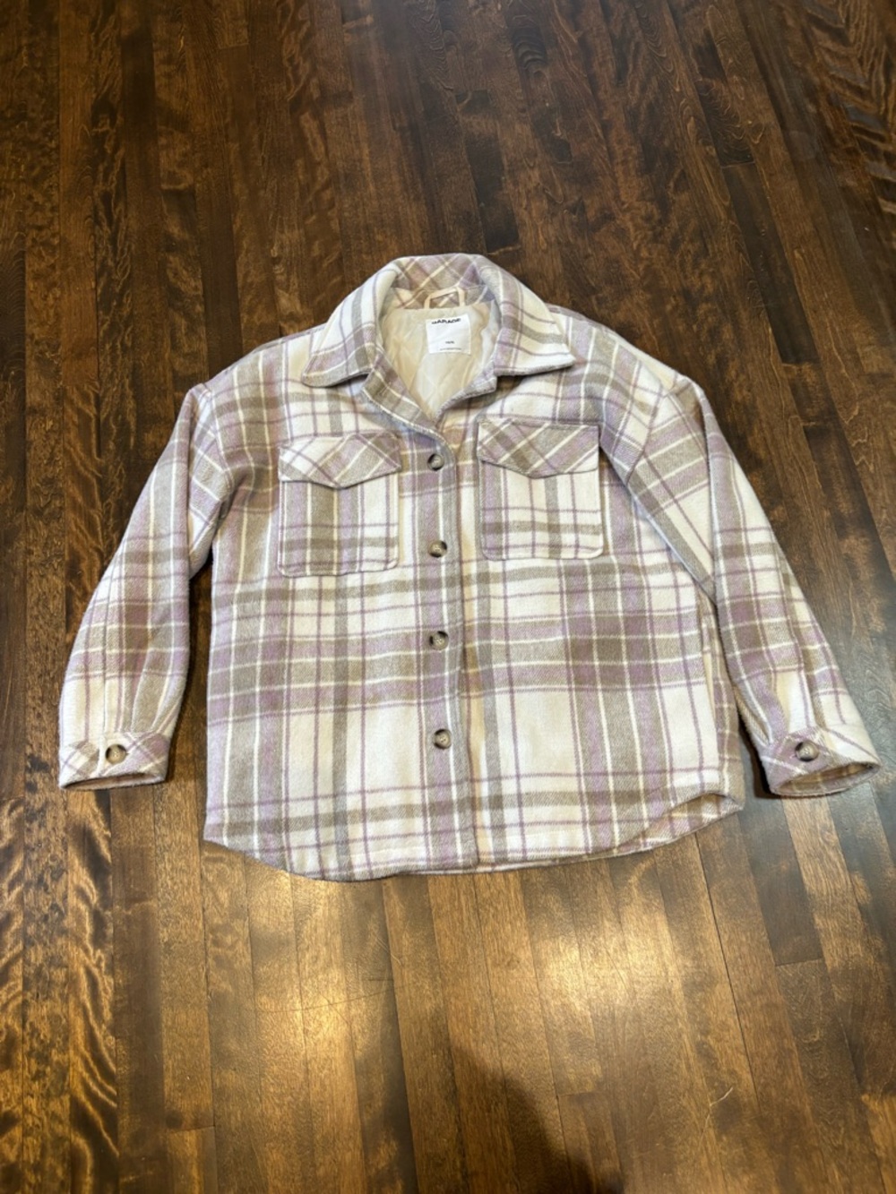 Garage Girls Plaid Shacket Jacket - Cream & Light Purple
